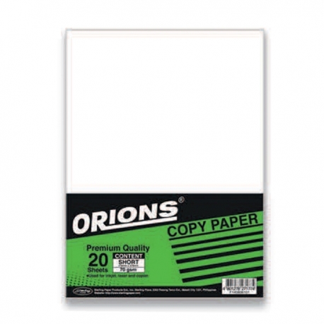 Buy ORIONS Bond Paper 70 gsm 20s online at Shopcentral Philippines.
