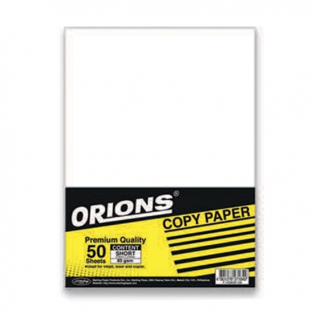 Buy ORIONS Short Bond Paper 80 gsm 50s online at Shopcentral Philippines.