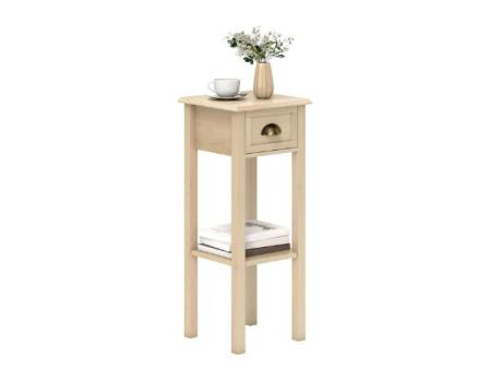 HOMCOM Mesa Auxiliar Rústica, Mesa Auxiliar para Sofá, con Cajón y Estante, Mesita de Noche para Salón, Dormitorio, 30x30x75 cm, Madera Natural