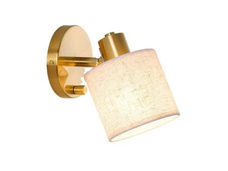 Lightess Aplique Pared con Interruptor, Oro Lámpara de Pared con Pantalla de Lino, Regulable Vintage Aplique para Dormitorio Salón [Clase de eficiencia energética G]