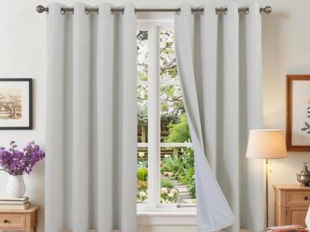 Cortinas Opacas 100% Cortinas para Salon y Dormitorio 2 Piezas 140x175 CM, Beige Claro Cortinas Termicas Aislantes Frio y Calor, Cortinas con Ojales y Cortinas Acustica