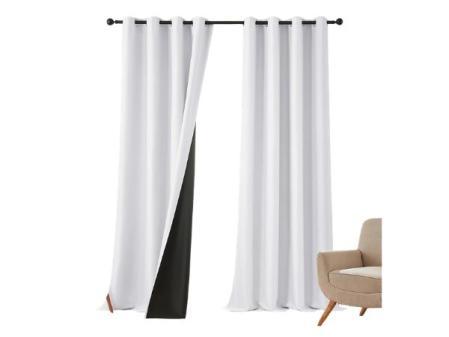 MRTREES Cortinas Térmicas Aislantes Frío Calor Blackout Acustica 100% Opaca Cortina Termica Blanca con Ojales para Dormitorio Matrimonio Salon Modernas, 2 Piezas, 140x225 cm
