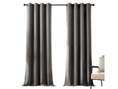 Deconovo Cortinas Térmicas Aislantes Frío y Calor Opacas Blackout – Cortinas Modernas para Salon y Dormitorio, 2 Piezas con Ojales 140x245 cm, Gris Claro, Elegantes Curtains Aislantes para Hogar