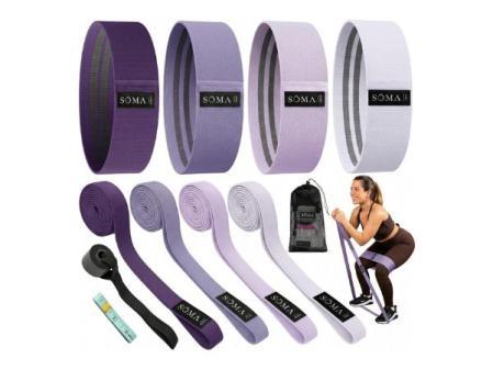 Soma Cintas Elasticas Musculacion - Gomas Elasticas Musculacion de Tela Resistente [4 Niveles de Resistencia], Bandas elasticas musculacion para Fuerza/Pilates/Yoga