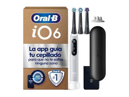 Oral-B iO 6 Cepillo De Dientes Eléctrico Gris Con Mango Recargable, 3 Cabezales y 1 Estuche De Viaje, 5 Modos De Cepillado Con Blanqueamiento Dental, Sensor De Presión, Diseñado Por Braun