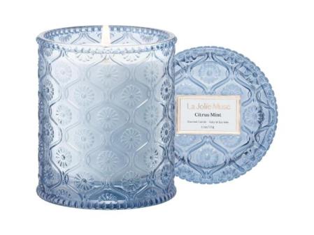 LA JOLIE MUSE Vela Aromática de Menta Citrón, Vela de Cera Natural para el Hogar, 55 Horas de Duración, Decoración y Fragancia para el Hogar, Frasco de Vidrio, 230g