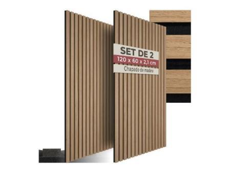 MasquePack - Set x1 Panel Acústico Decorativo de Madera Nogal Claro Regular - Paneles Decorativos para Pared, Absorción de Sonido (120x60 - Gris, 1)