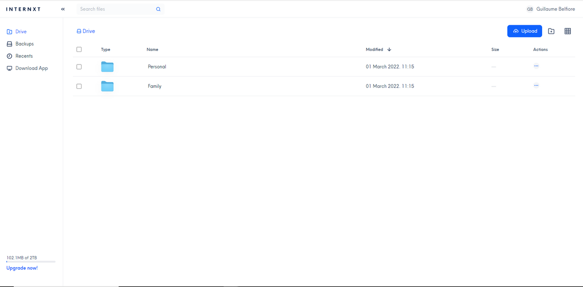 Une interface moderne et minimaliste. ©Internxt