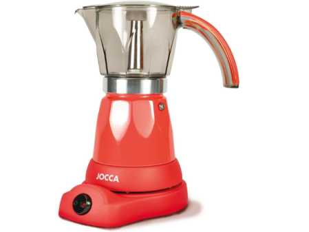 Cafetera italiana eléctrica Jocca roja con base giratoria
