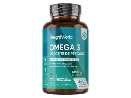 Omega 3 2000mg - 240 Perlas de Aceite de Pescado (660mg EPA + 440mg DHA)