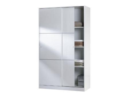 Habitdesign Armario 2 Puertas Correderas, 200x120x50 (AltoxAnchoxFondo - en cm), Armario Dormitorio, Barra de Colgar y Estantes, Color Blanco Brillo
