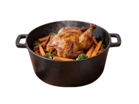 Olla holandesa de hierro fundido 2 en 1 con sartén y cesta para fermentar pan, juego de utensilios de cocina para freír, hornear, acampar y barbacoa