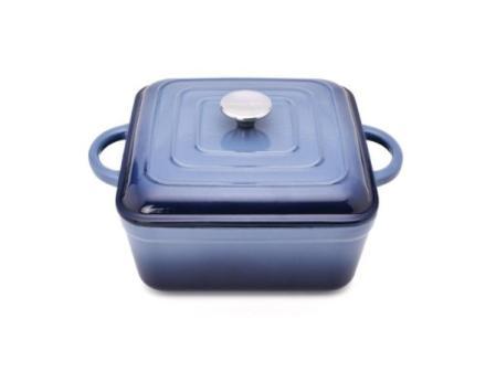 MAXWORK Cocotte Olla de Sopa Esmaltada de Hierro Fundido de Cuadrado Φ24, Esmalte Interior de Alta Calidad, Olla Antiadherente, Fácil de Limpiar, Rojo