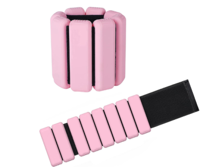 Tobilleras con peso ajustables en color rosa para entrenar en casa