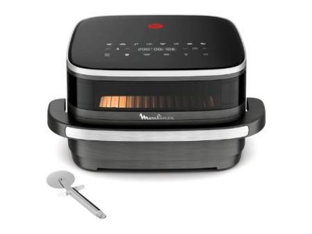 Moulinex Freidora de Aire Easy Fry XL Surface, 2200 W, Doble Resistencia, Cocción Uniforme, Cesta Ancha, 10 Programas Automáticos, Diseño Compacto, Ventana de Visualización, Accesorio Pizza, AL40OM