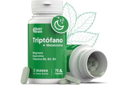 Triptófano Complex con Melatonina y Espirulina + Magnesio y Vitaminas B6 B5 B3 Nutribrain