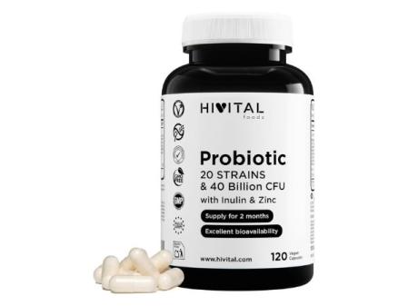 Probiótico 20 cepas 40 mil millones de UFC con inulina y zinc