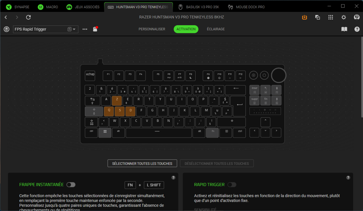 The keys can be configured individually, or in groups. ©Charles Gouin-Peyrot for Clubic