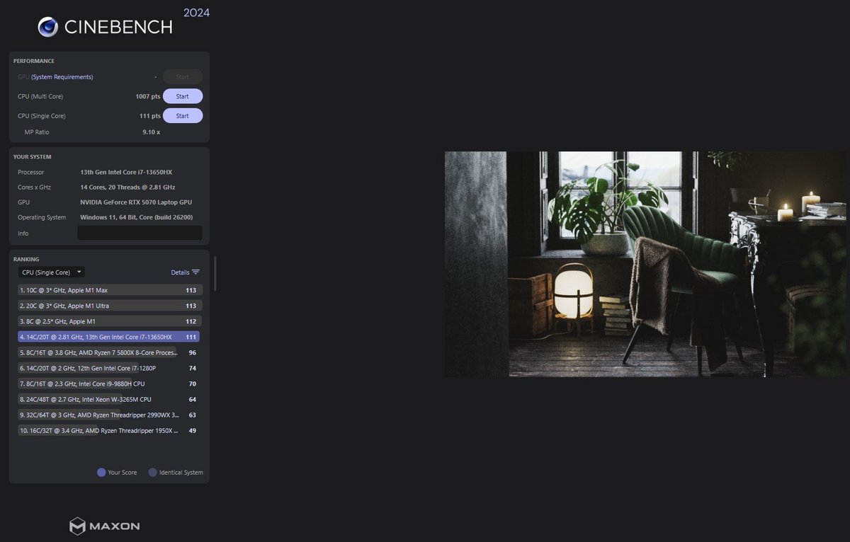 Cinebench R24 results © Clubic