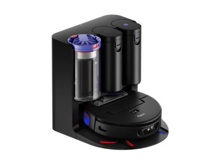 Dyson Spot+Scrub™ AI Robot aspirador y fregona, 18.000 Pa, 200 min de autonomía, auto‑vaciado, depósito 3 L, rodillo de autolimpieza y filtrado higiénico 0,1 micras (Negro/Azul)