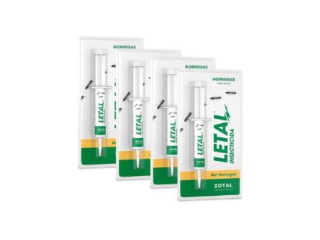 ZOTAL Gel Anti Hormigas - Pack 4 Unidades - Insecticida en Jeringuilla Efecto Retardado para Eliminar Colonias y Nidos