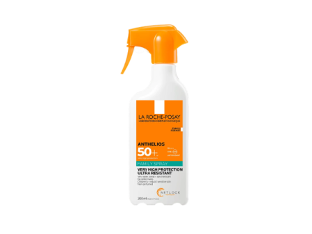 Anthelios Family Spray SPF50 de La Roche-Posay, protector solar corporal en formato spray para toda la familia.