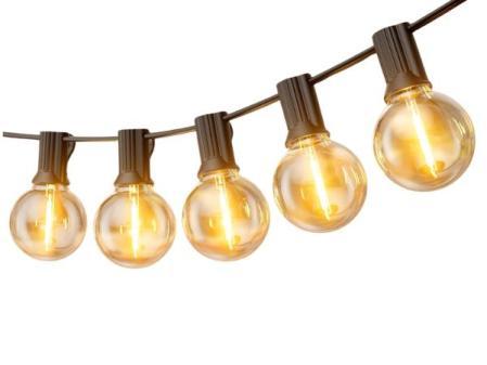 Guirnalda Luces Exterior 15M G40 Guirnaldas Luminosas de Exterior LED Extensible Cadena de Luces IP45 Impermeable con E12 LED Blanco Cálido 2700K Para Jardín Patio Cafe Bod
