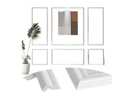 Arthome Kit Molduras Precortadas para Paredes 6 Marcos,Paneles Prefabricados para Decoración Paredes Interiores,Paneles Decorativos para Paredes Salones Dormitorios,Instalan con Pegamento(curvo)
