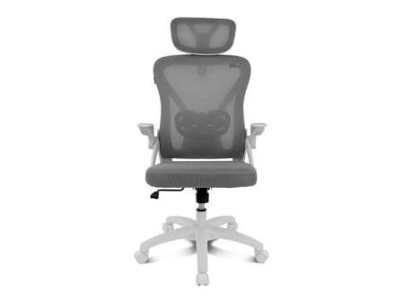 Silla ergonómica DRAIR35 estructura blanca, respaldo de malla, asiento gris, 120 kg