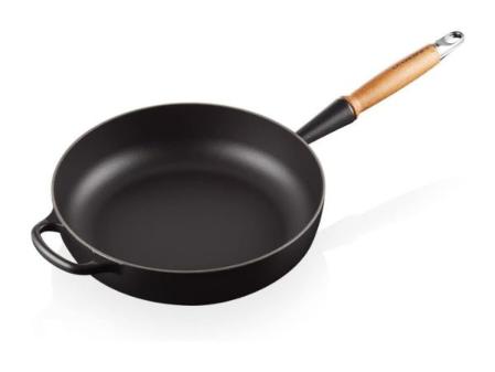 LE CREUSET Sartén Signature con mango de madera de hierro fundido, 28 cm, 2, 6 L, Negro Mate, 20259280000422