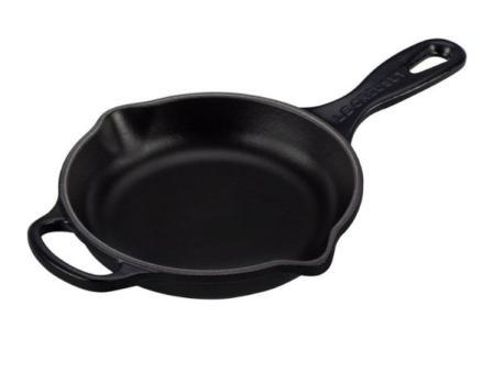 LE CREUSET Sartén skillet redonda de hierro fundido, diámetro 16 cm, Negro Mate, 20182160000422