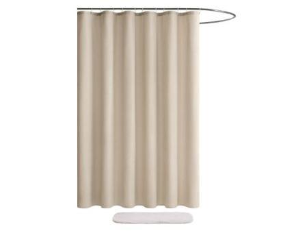 MIULEE Cortina de Ducha de Lino Texturizado 180x200 cm Beige Claro, Cortinas de Ducha Impermeables de poliéster de Lujo para hoteles, Cortina de baño de Tejido Lavable antimoho con 12 Anillas