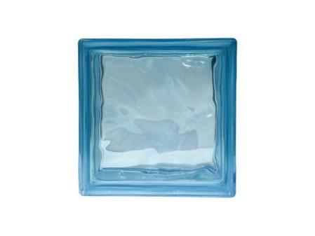 Bloque de vidrio Pavés Smart Ondulado Coloreado en la masa Light Blue | Dimensión 190x190x80 mm | Euro/pza. 5,80 |Unidad de venta: una caja de 6 pzas.