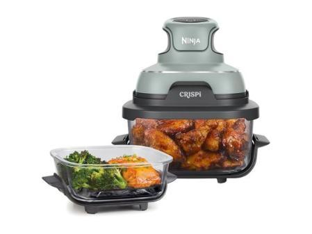 Ninja CRISPi Air Fryer Portable, 3.8 L, 4 in 1, Fry with Air, Roast, Keep Warm and Crisp, compact, includes 2 removable glass containers and lids