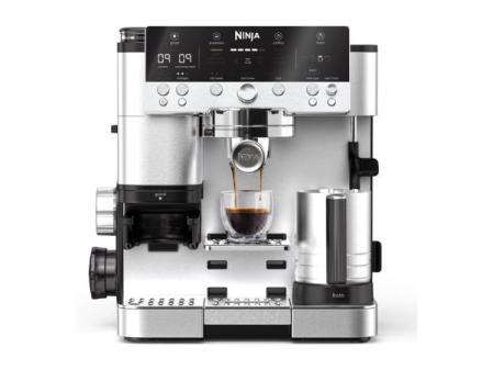 Ninja Luxe Premier Coffee Maker for Espresso, Filter Coffee and Cold Brew with Built-in Grinder and Integrated Frother - 25 Grind Settings and 4 Foam Presets - Silver, ES601EU