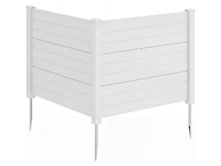 COSTWAY Vallas Jardin PP de 2 Paneles, 1220 x 95 mm, Pantallas de Privacidad con Estacas de Tierra para Aire Acondicionado y Cubo de Basura, Forma Recta o en L, Valla de Ocultación Exterior (blanco)