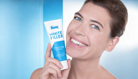 La pasta de dientes blanqueadora Bioniq® White Filler