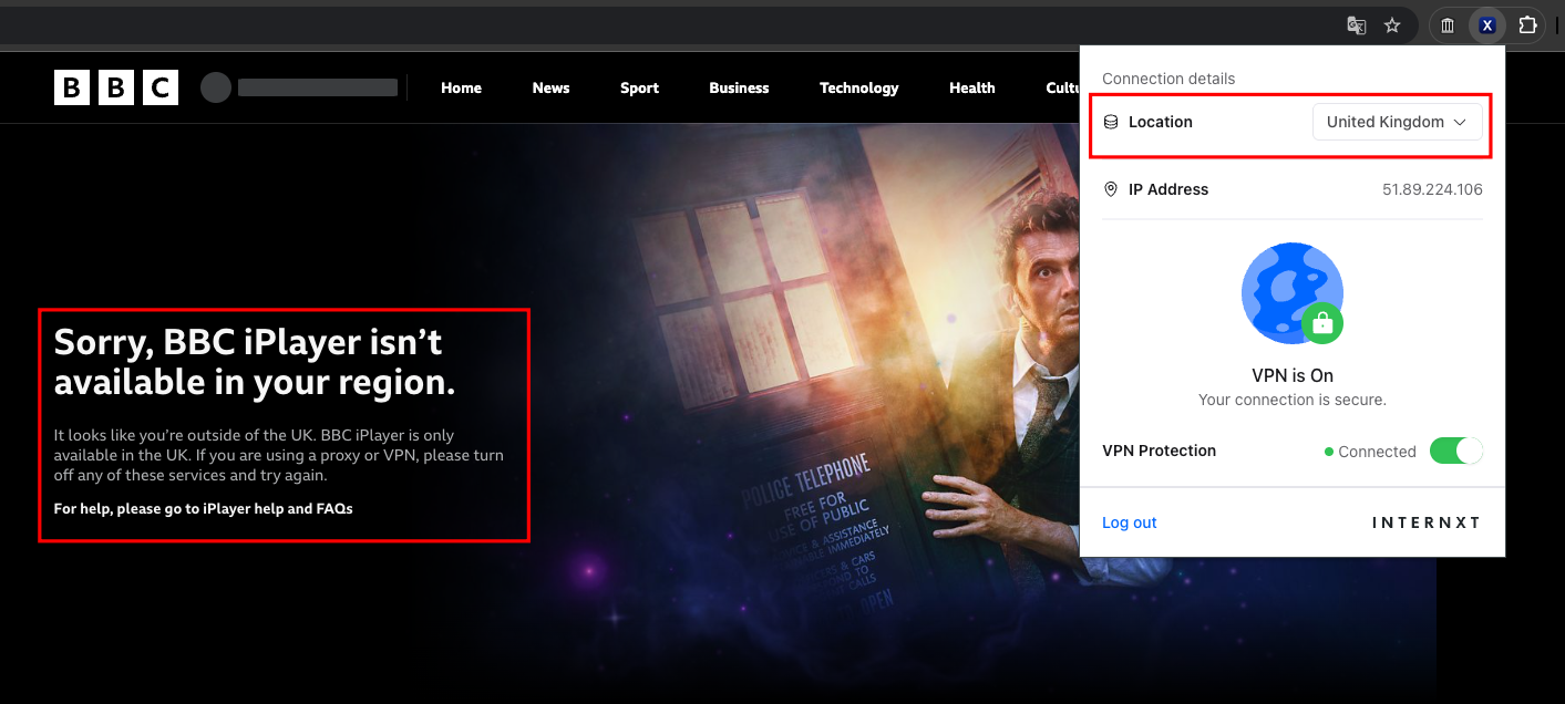 Internxt VPN - Les plateformes de streaming détectent le proxy. © Clubic