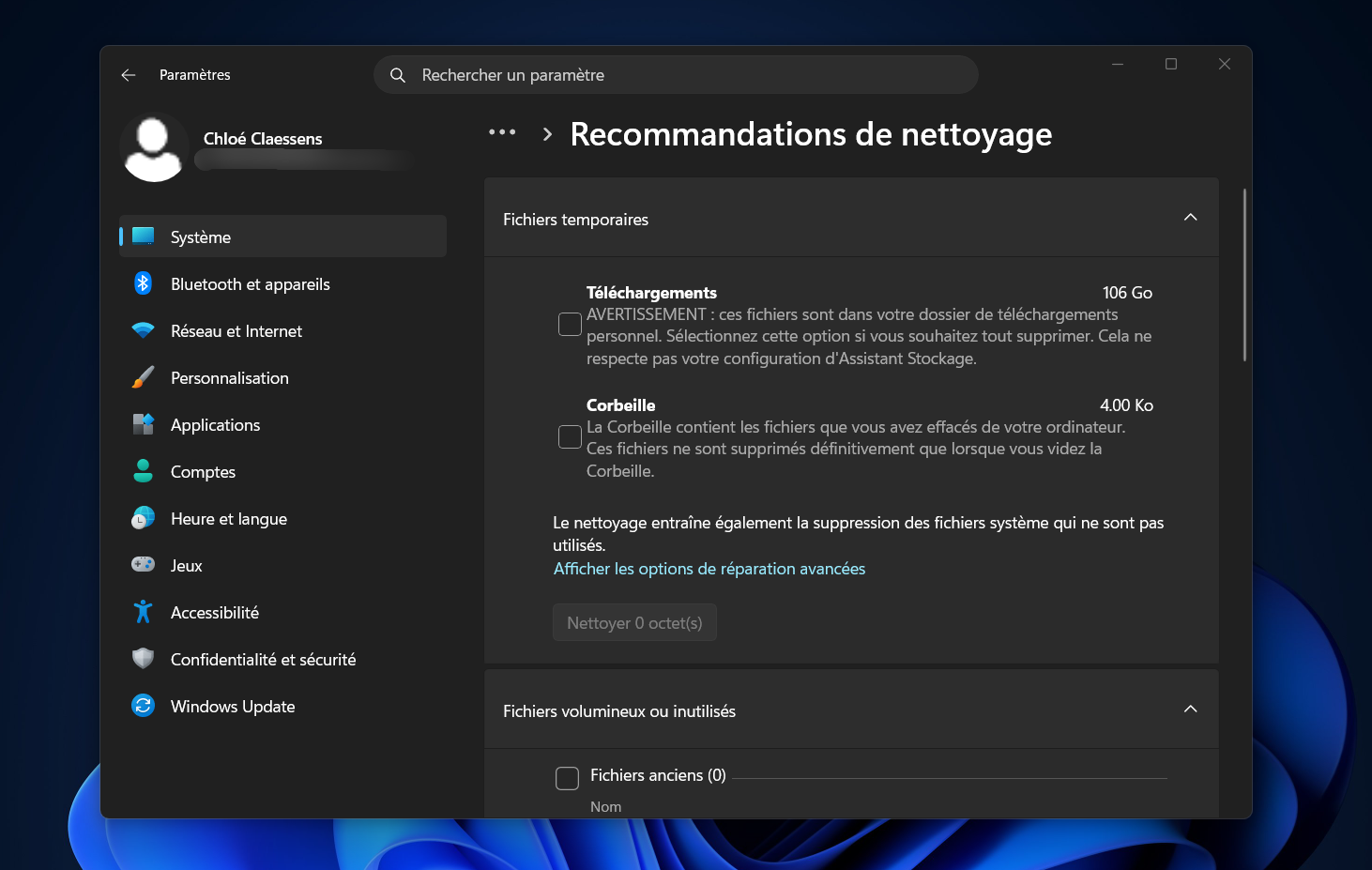À côté, les recommandations de nettoyage de Windows prennent le temps d’expliquer ce qu’elles proposent. © Clubic