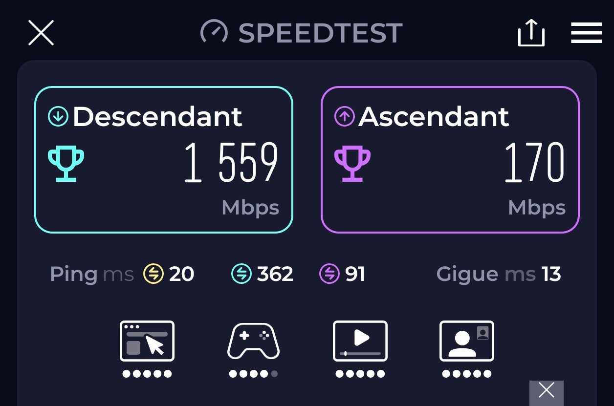 Speedtest Honor Magic8 Pro performance. ©Clubic