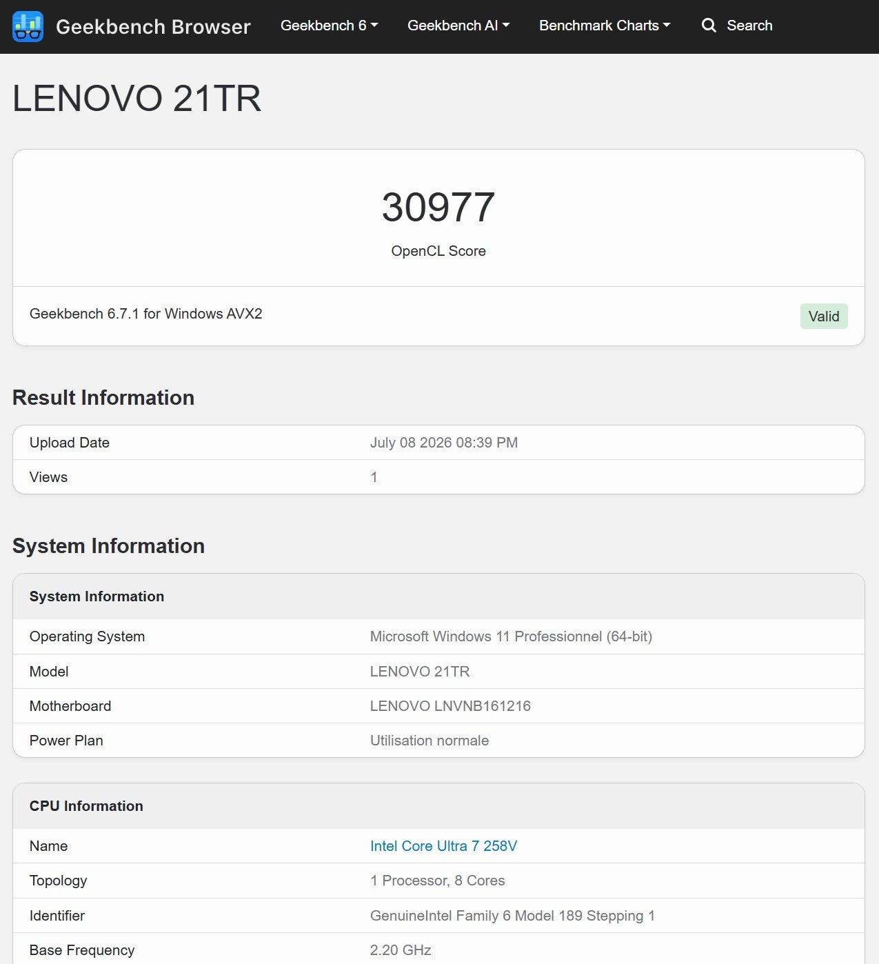 Les résultats CPU sur Geekbench 6. © Clubic