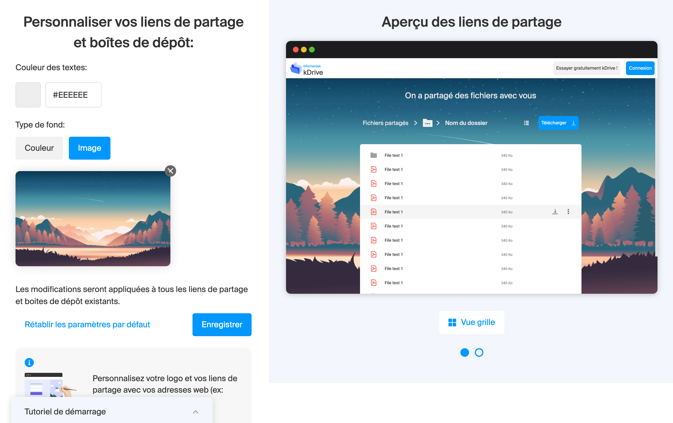 Infomaniak kDrive - Personalization of sharing links and drop-box © Infomaniak