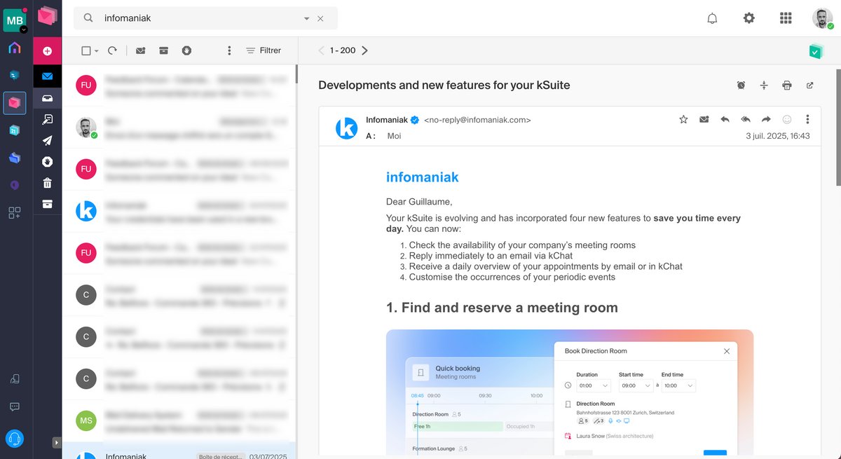 Infomaniak Mail - Interface of the mailbox