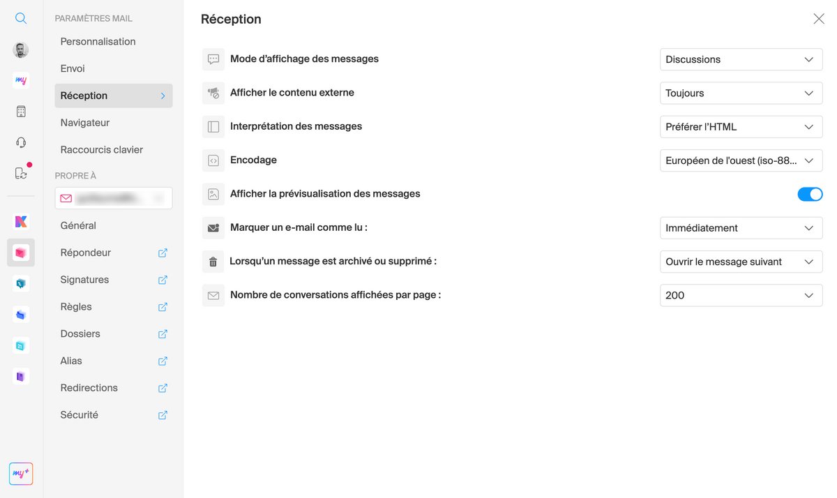 Infomaniak Mail - Options