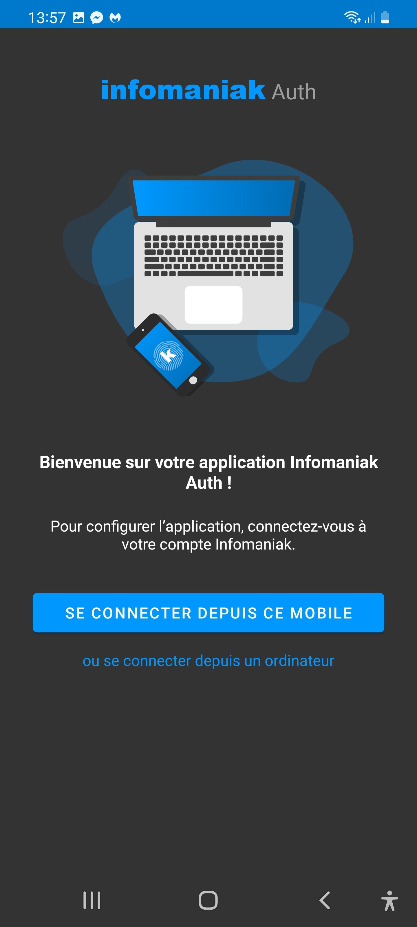 Infomaniak Auth - Home page of the app