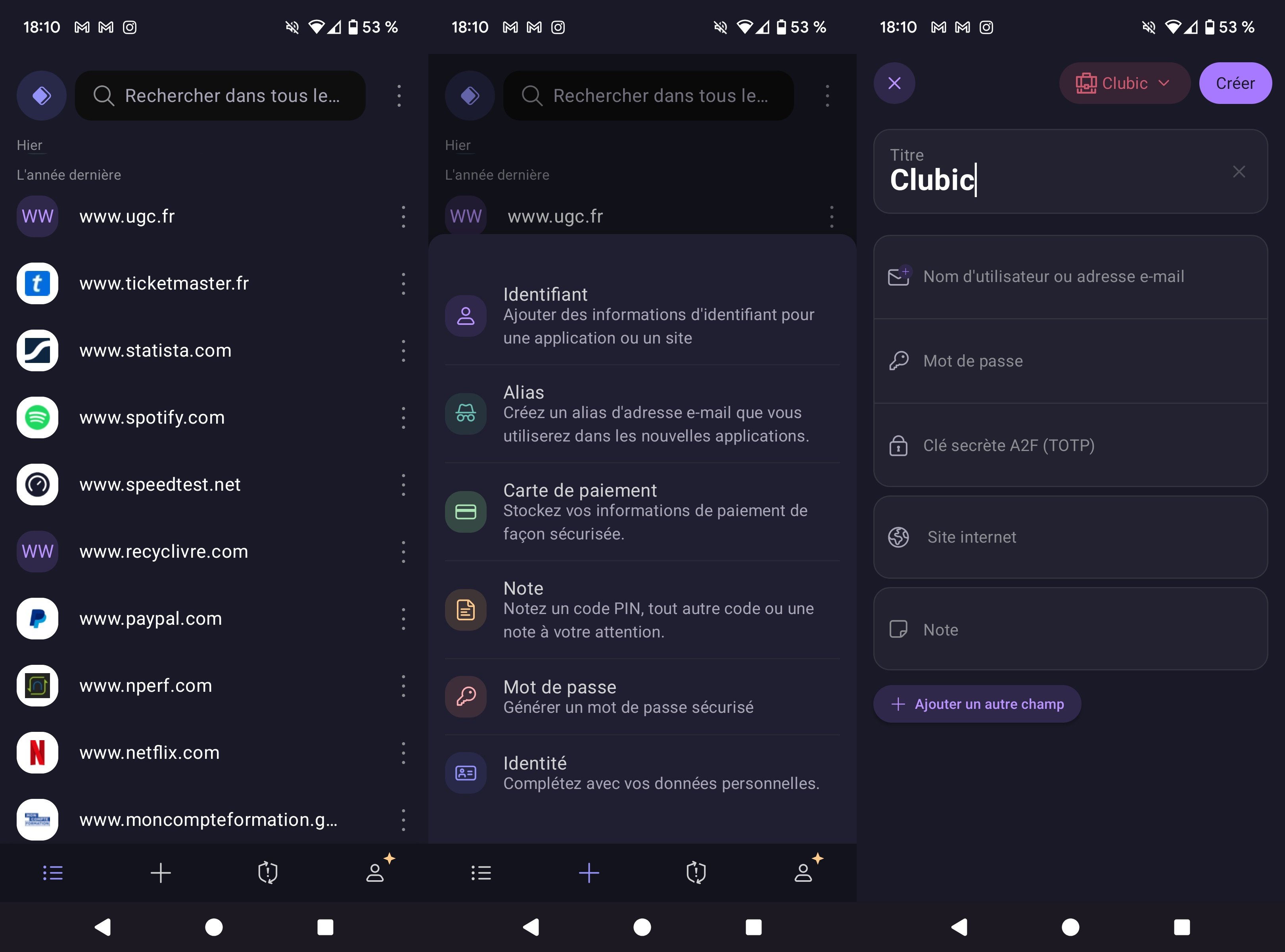 Proton Pass - The Android interface