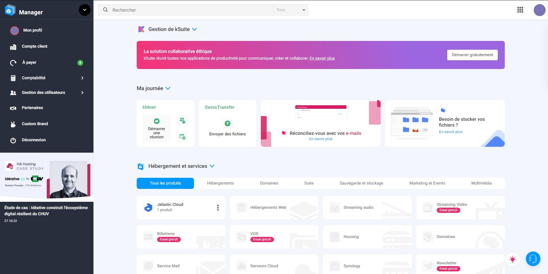 Infomaniak - a simple administration interface ©Infomaniak