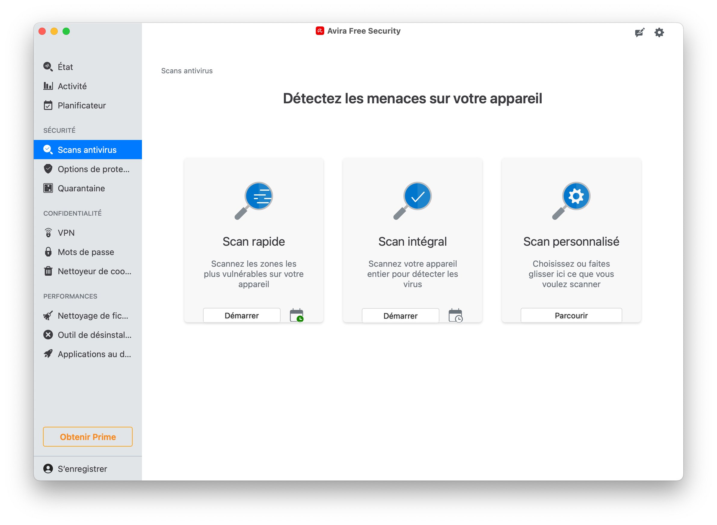 Avira Prime - Scan antivirus