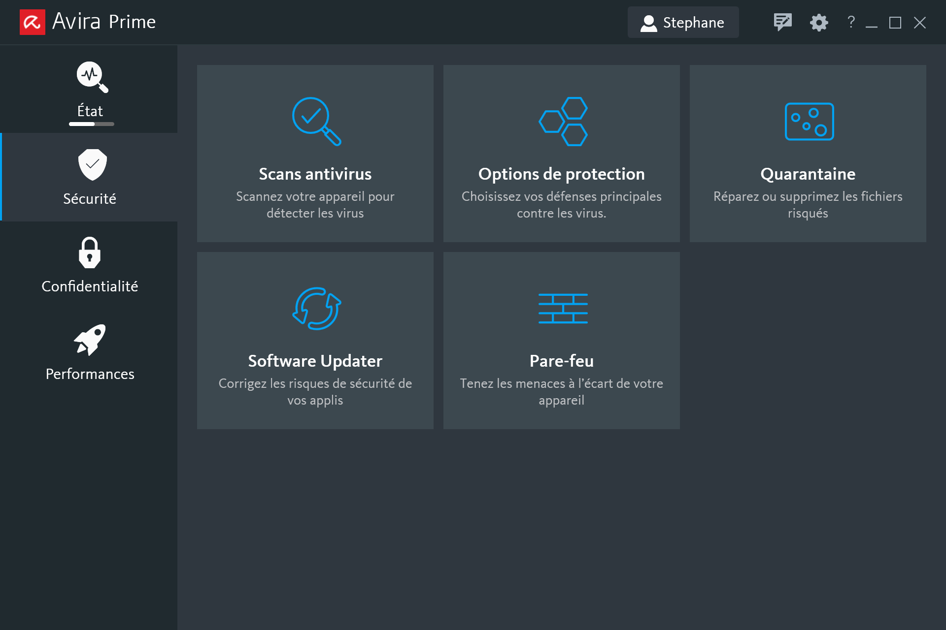 Avira Prime - Options de sécurité