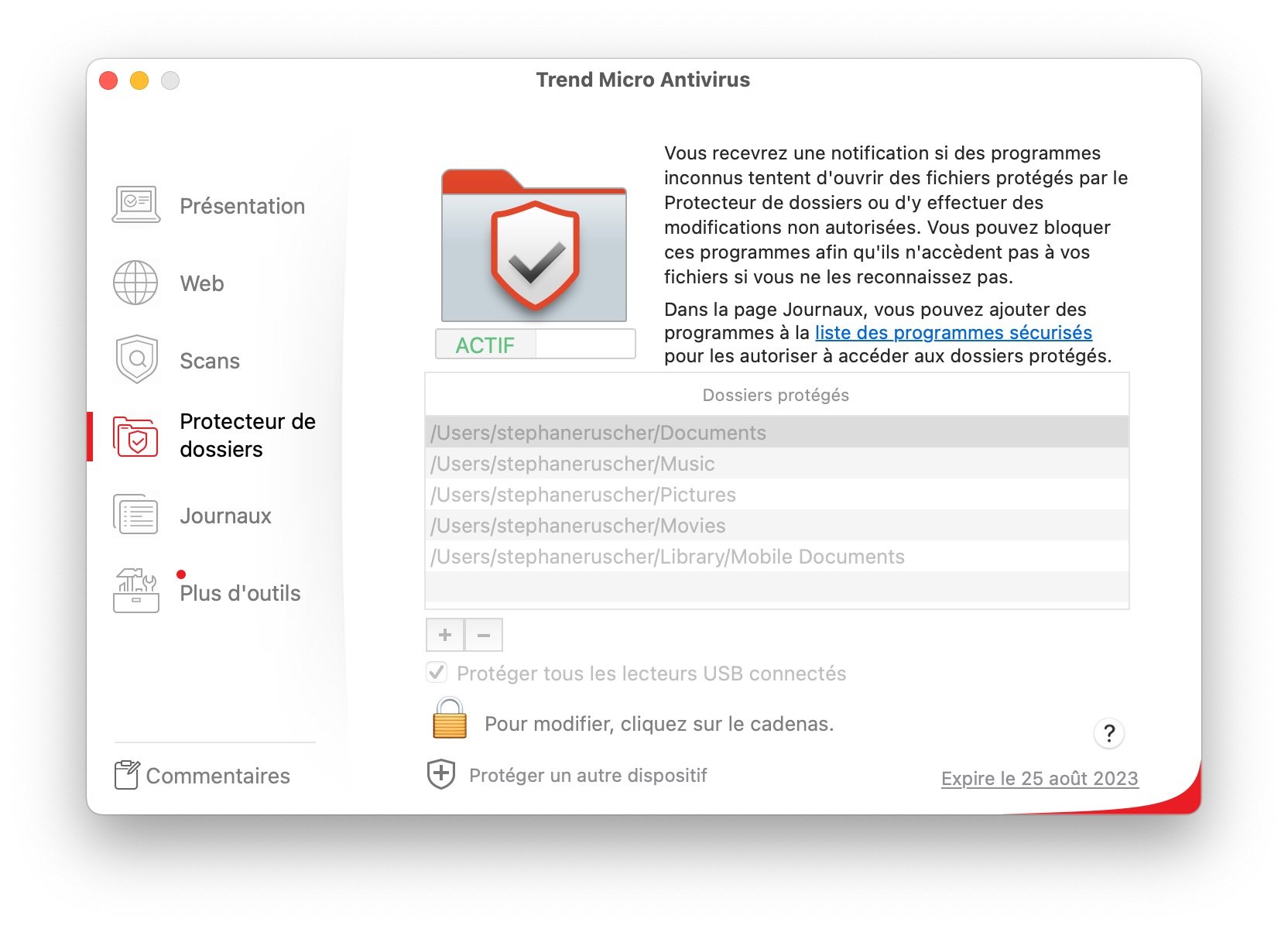Trend Micro Maximum Security - Protection of folders